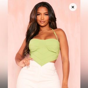 Shape Lime Stretch Woven Panel Detail Corset